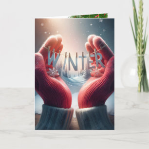 Vinterhandskar med snöflingor kort