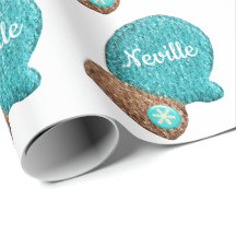 Vinterhandske söt snöflinga blå brun ullig