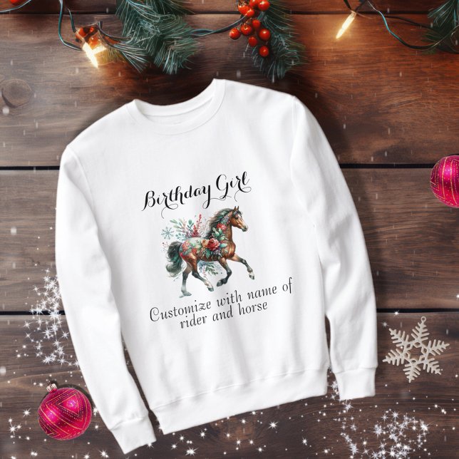 Vinterhäst med blommor t shirt (Enjoy this Festive Christmas design! Customize with your favorite holiday event or greeting.)