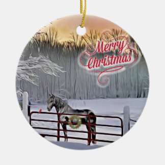 Vinterhästar jul julgransprydnad keramik