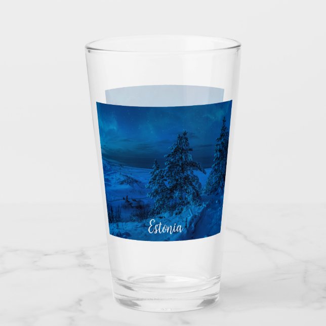 Vinterhavet kusten i månljus glaskopp (Framsida)