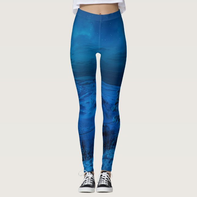 Vinterhavet kusten i månljus leggings (Framsida)
