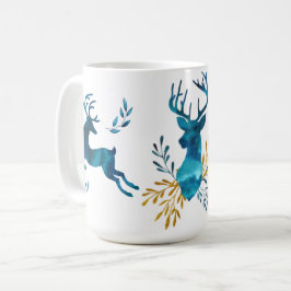 Vinterhelgdag - vattenfärghjort kaffemugg