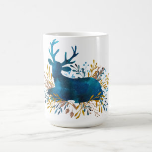 Vinterhelgdag - vila hjortvattenfärg kaffemugg