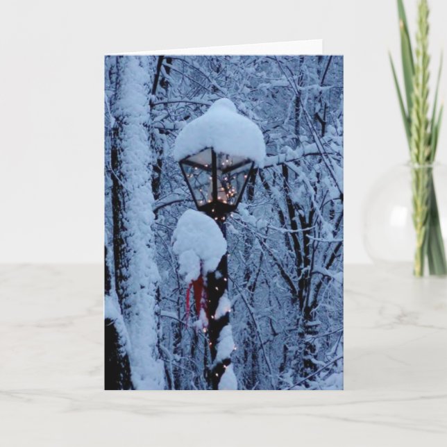 Vinterhelgdagkort: "Postar den magiska lampan ", Helgkort (Framsida)