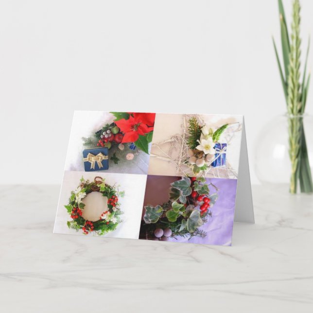 Vinterhelgdagkort: "Vintergrönt ", Helgkort (Framsida)