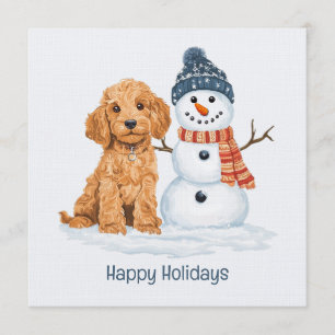 Vinterhelger Goldendoodle Hund Snöman Inbjudningar