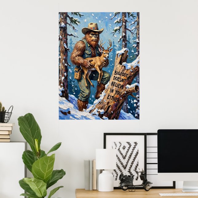 Vinterhjälpen: Bigfoot och Fawn Poster (Hemmakontoret)