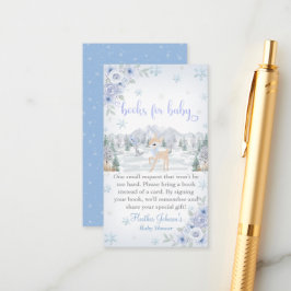 Vinterhjort Blå Snöflinga Baby Shower Tilläggskort