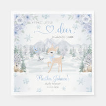 Vinterhjort Blå Snöflinga Bebis Shower