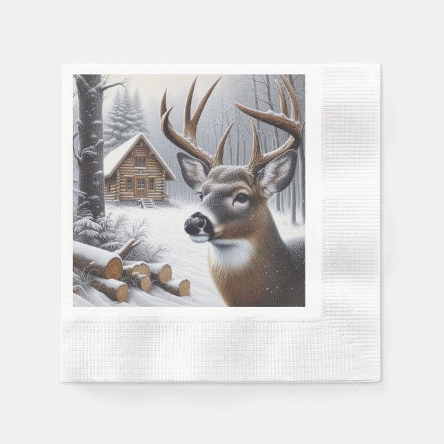 Vinterhjort/Bock konst Pappersservett (Framsidan)