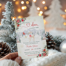 Vinterhjort Julsnöflinga Baby Shower  Inbjudningar