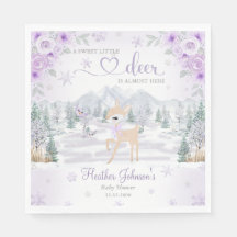 Vinterhjort Lila Snöflinga Baby Shower