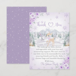 Vinterhjort Lila Snöflinga Baby Shower Tack Kort