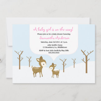 Vinterhjort och kalv baby shower-inbjudan - Flicka Inbjudningar