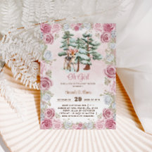 Vinterhjort Oh Tjej Blommig Baby Tjej Bebis Duscha