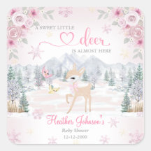 Vinterhjort Rosa Snöflinga Baby Shower 