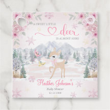 Vinterhjort Rosa Snöflinga Baby Shower 