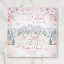 Vinterhjort Rosa Snöflinga Baby Shower Gåvor Etiketter