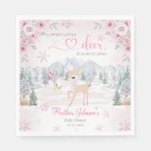 Vinterhjort Rosa Snöflinga Baby Shower 