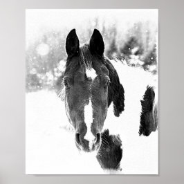 Vinterhorshästdjur - B&W Poster