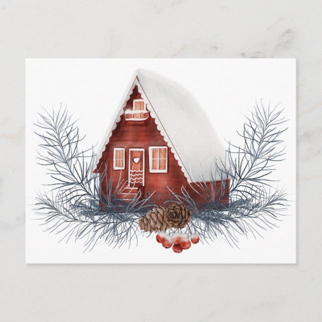 Vinterhus Festive Vykort (Framsida)