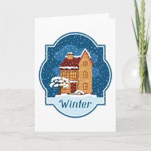 Vinterhus i snön kort