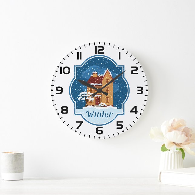 Vinterhuset i Snö Stor Klocka (Skapare uppladdad)
