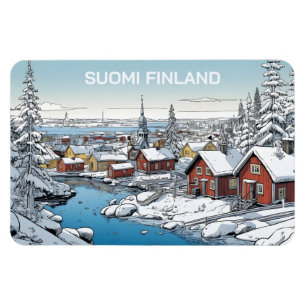 Vinterillustration för Finland Magnet