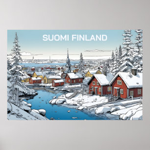 Vinterillustration för Finland Poster