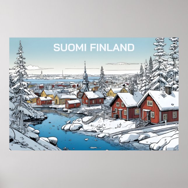 Vinterillustration för Finland Poster (Framsidan)