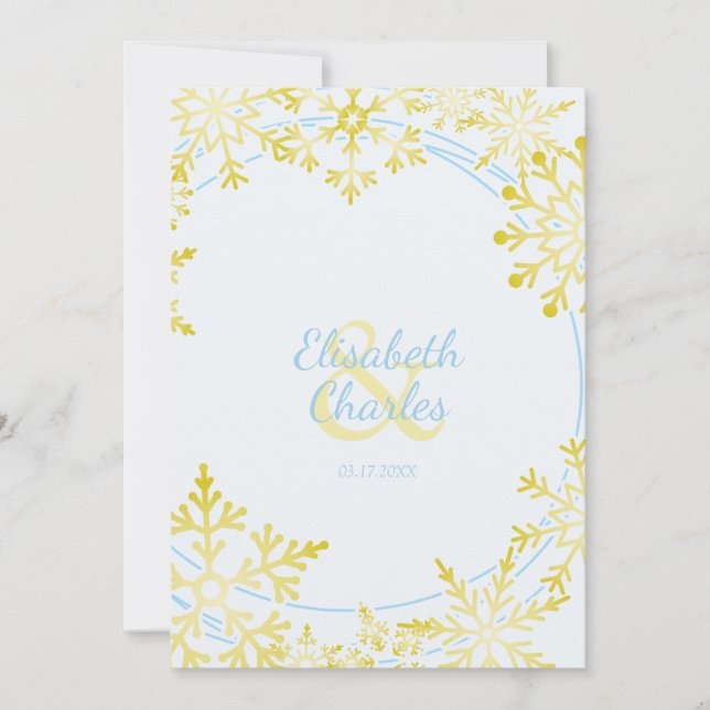 Vinterinspirerad design för Bröllop med Snöflingor Inbjudningar (Framsida)