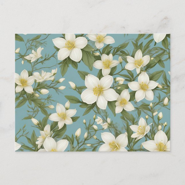 Vinterjasmin Blommönster med ömtåliga vita  Vykort (Framsida)