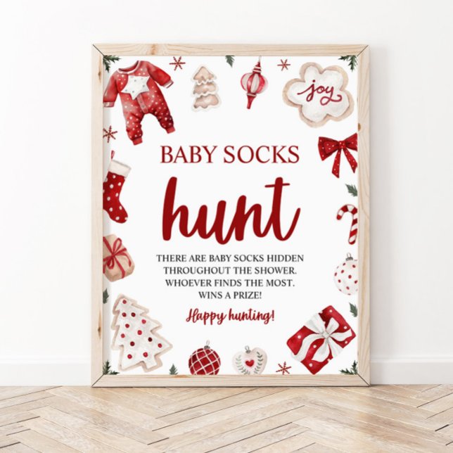 Vinterjul Baby Sock Hunt Baby Shower Game Poster (Skapare uppladdad)