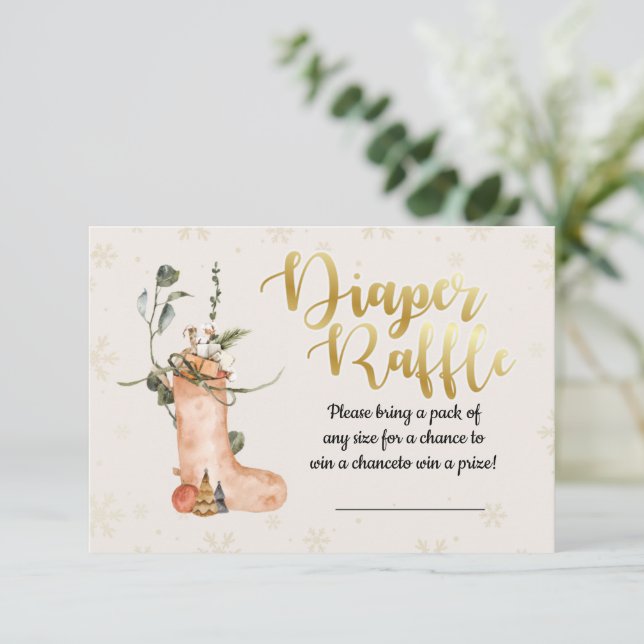 Vinterjul - babyskal - Diaper Raffle Card Inbjudningar (Stående Fram)