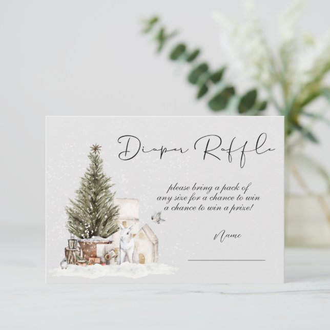 Vinterjul - babyskal - Diaper Raffle Card Inbjudningar (Stående Fram)