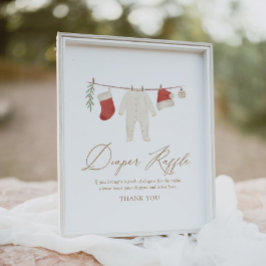 Vinterjul - babyskor Diaper Raffle-skylt Poster