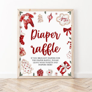 Vinterjul - babyskor Diaper Raffle-skylt Poster