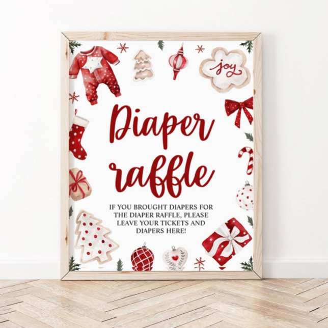 Vinterjul - babyskor Diaper Raffle-skylt Poster (Skapare uppladdad)
