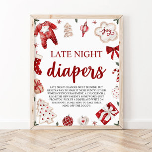 Vinterjul Babyskor Sent Natt Diaper Poster