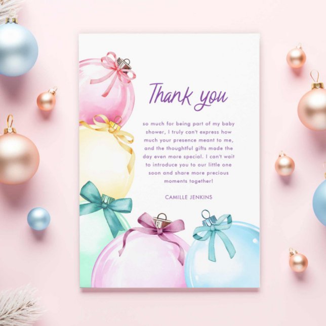 Vinterjul - babyskor - tackkort tack kort (Girl winter baby shower thank you card)