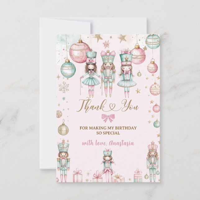 Vinterjul Ballerinas Girl Birthday Tack Kort (Framsida)