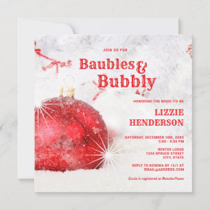 Vinterjul Baubles och Bubly Möhippa Inbjudningar