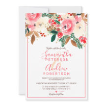 Vinterjul, blommigt, vattenfärgsfoto bröllop