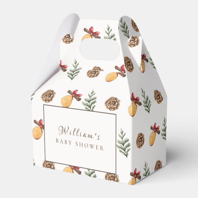 Vinterjul Blommor Mönster Baby Shower Presentaskar (Framsidan Sidan)