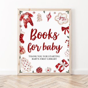 Vinterjul-Bokar för Baby Baby Shower-skylt Poster