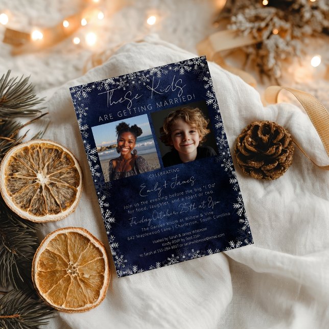 Vinterjul Dessa barn  Repetitionsmiddag Inbjudningar (Winter Christmas These Kids Rehearsal Dinner Invitation)