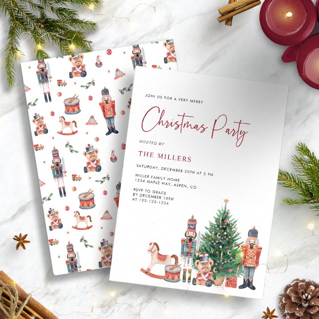 Vinterjul Firande Inbjudan (Personalized Traditional Nutcracker Christmas Party Invitation)