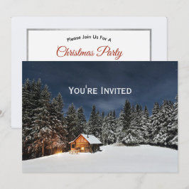 Vinterjul för Rustic Cabin Snö Inbjudningar