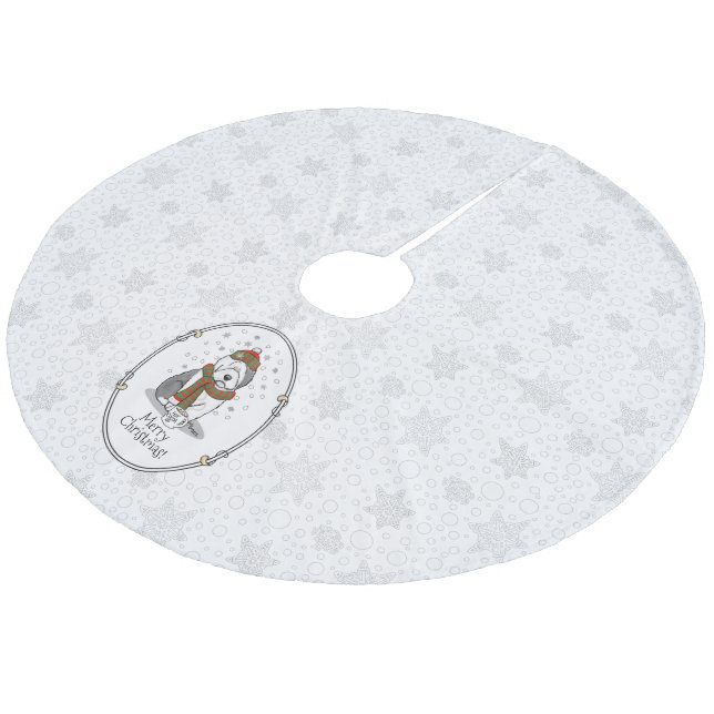 Vinterjul Gamla engelska Sheepdog Grått 1 Cute Julgransmatta Fleece (Vinklad)